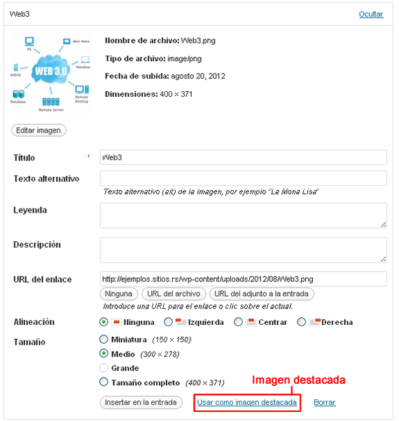 Imagen insertada en el Sitio Web
