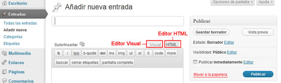 Editor Visual y Editor HTML